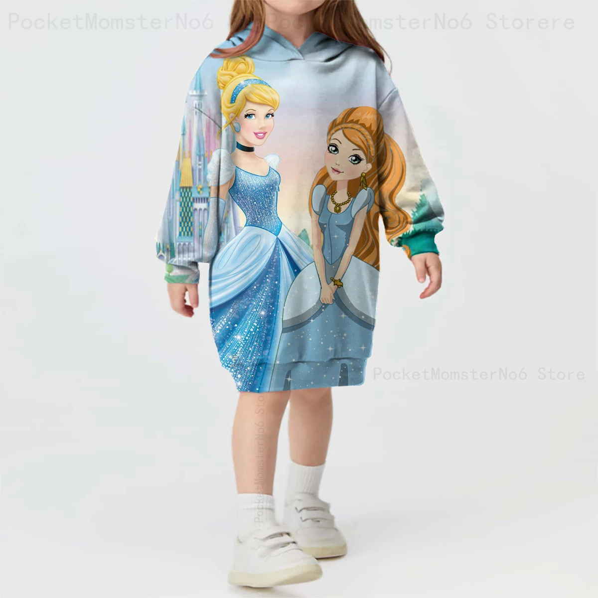 New Girls Sweater Dress Printed Casual Sportswear Sandy Princess Cinderella Cartoon Girls Hoodie Sweater