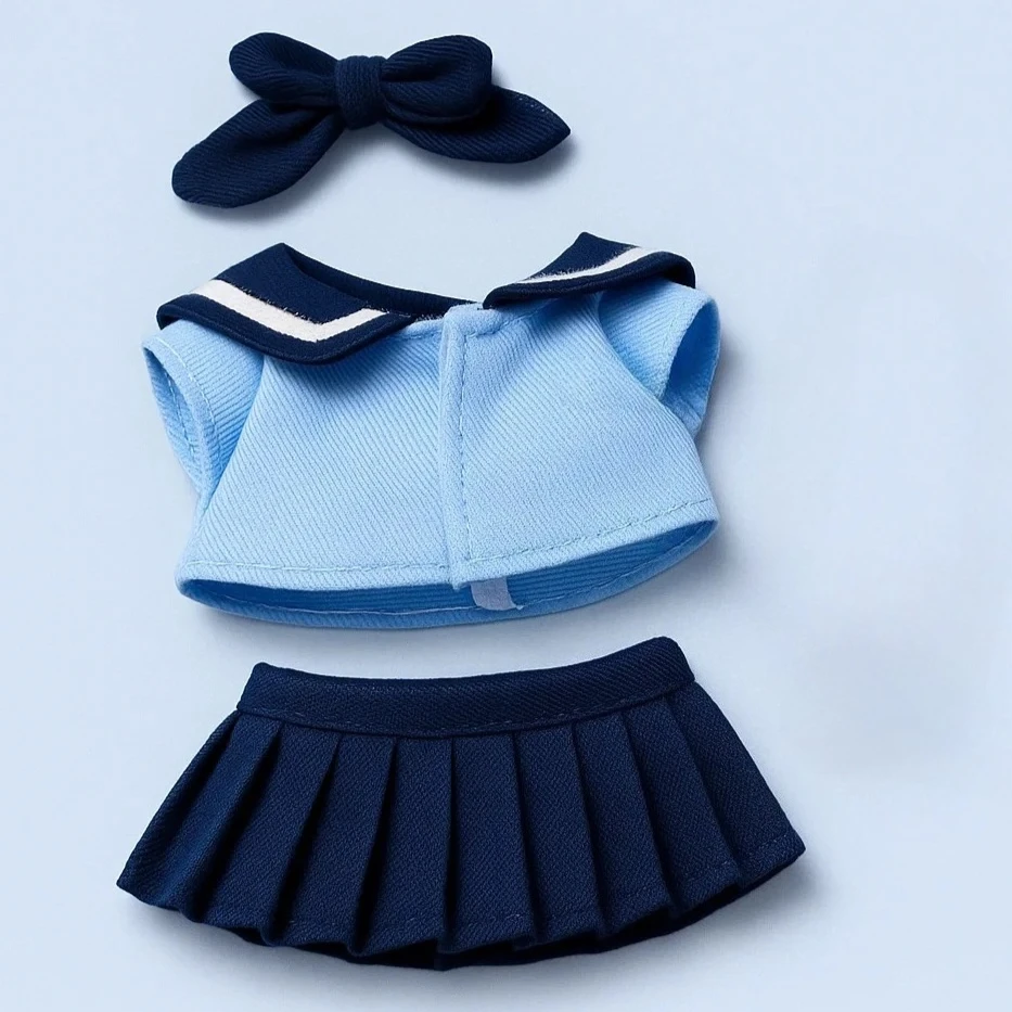 For 17cm Labubu Doll Anime JK Uniform 3Pc Set Cute School Sailor Dress Only Clothes Ropa Doll Accessory