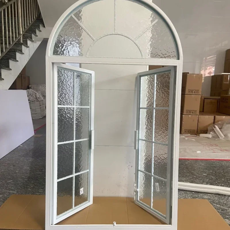 

Arched Glass Window Double Open Window Indoor Window Shape Arched Partition French Retro Door and Window Pair Window Iron Art