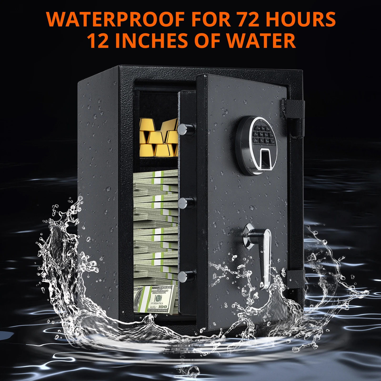 Fireproof And Waterproof Safe Box, 2 Cubic Feet Extra Large Lock Box, Home Safe With Programmable Keypad And Inner Lock