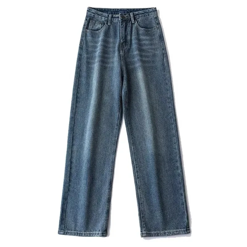 ارتفاع الخصر واسعة الساق مستقيم فضفاض الجينز الملابس النسائية الخريف الشتاء جديد Bootcut بنطلون ل الكمثرى شكل الجسم سليم صالح