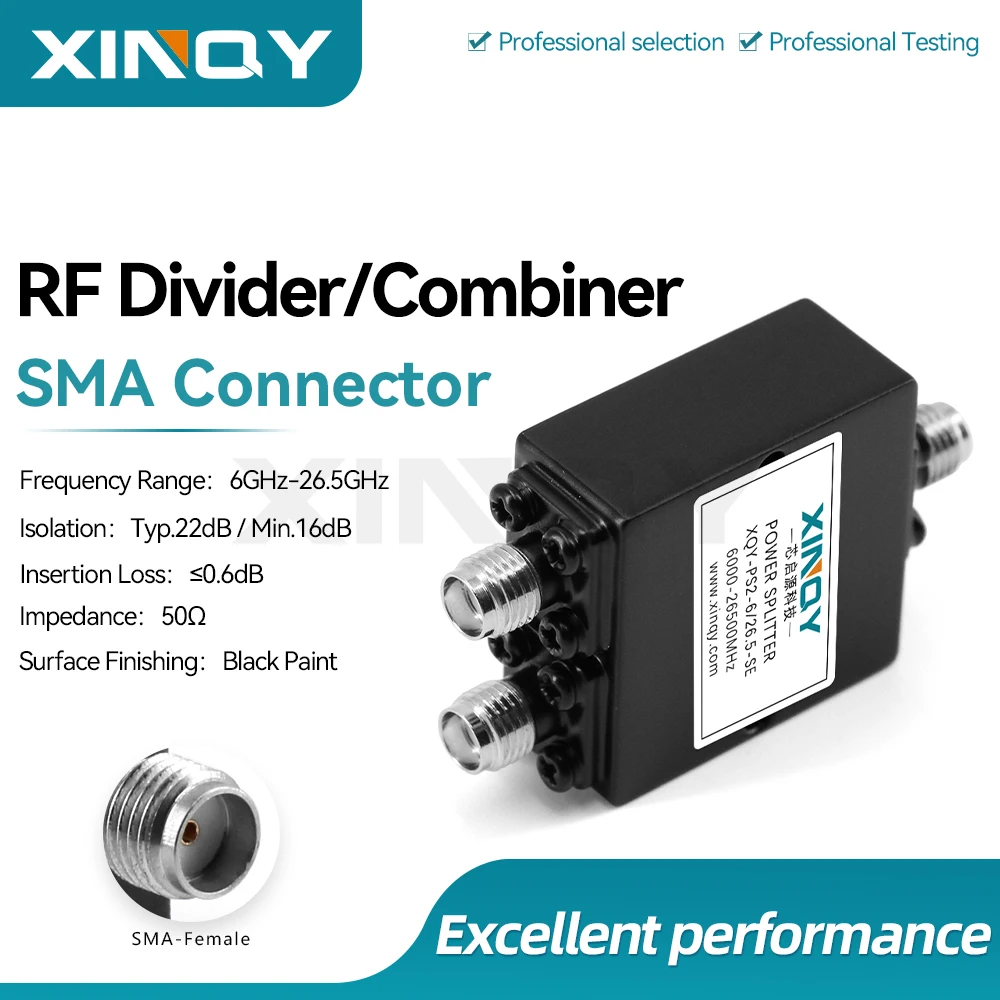 XINQY SMA-Female Microstrip Power Splitter, 6-26.5GHz 2-Way Power Divider, High Isolation, Test Grade