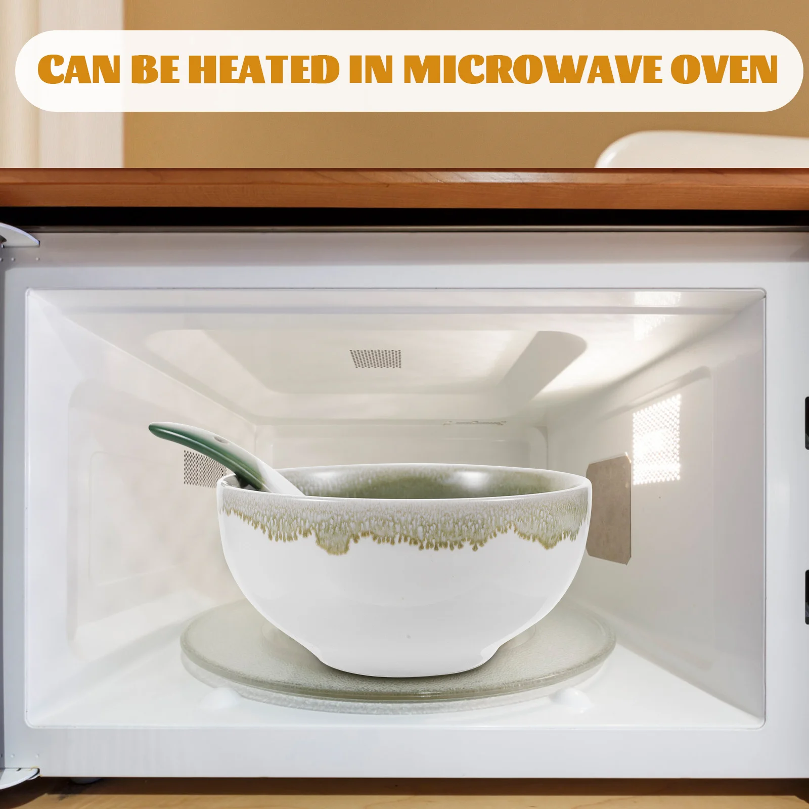 

1Set Ceramic Dinnerware Set Decorative Retro Pattern Single Person Tableware Kit Soup Bowl Spoon Practical Use