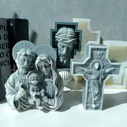 Jesus Cross Aroma Candle Silicone Mould Jesus Portraits Halloween Cross Plaster Moulds