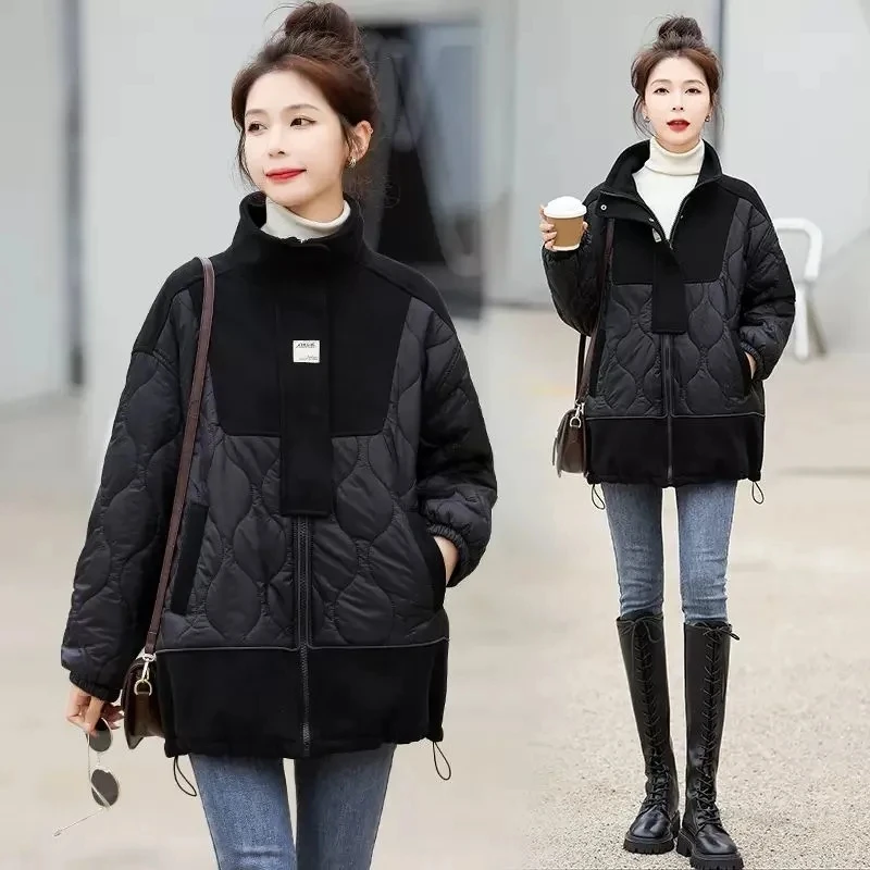 

Fashion Explosion Down Cotton Clothes Female 2023 Winter Korean Version Patchwork Warm Thickened Female Coat Tide Solid Color X4