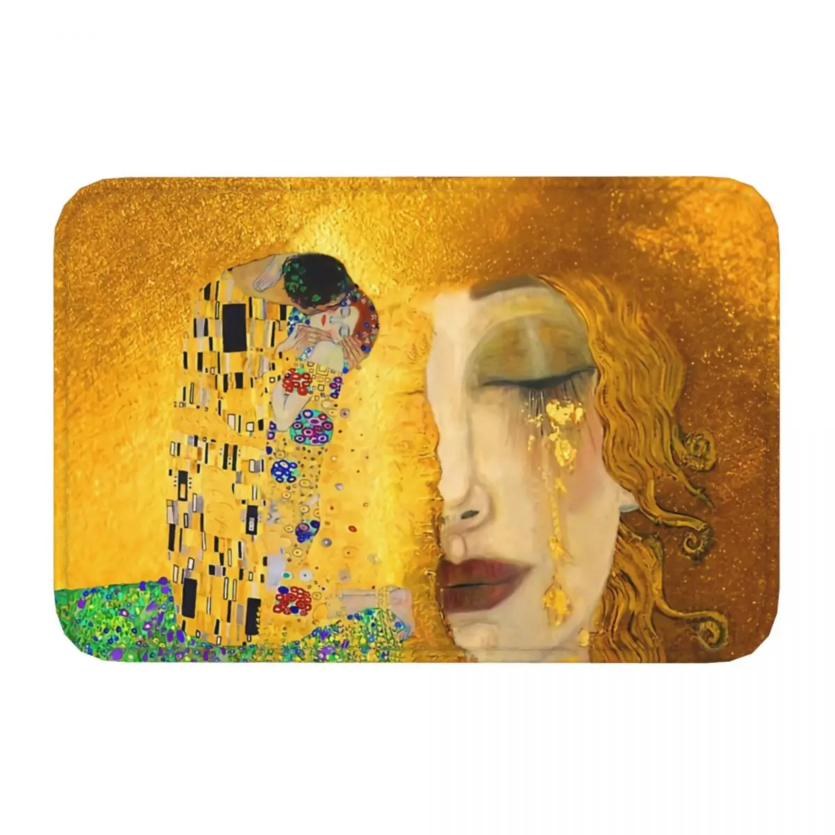 Gustav Klimt Oil Paniting Non-slip Doormat Freya's Tears And The Kiss Bath Bedroom Mat Outdoor Carpet Flannel Pattern Decor