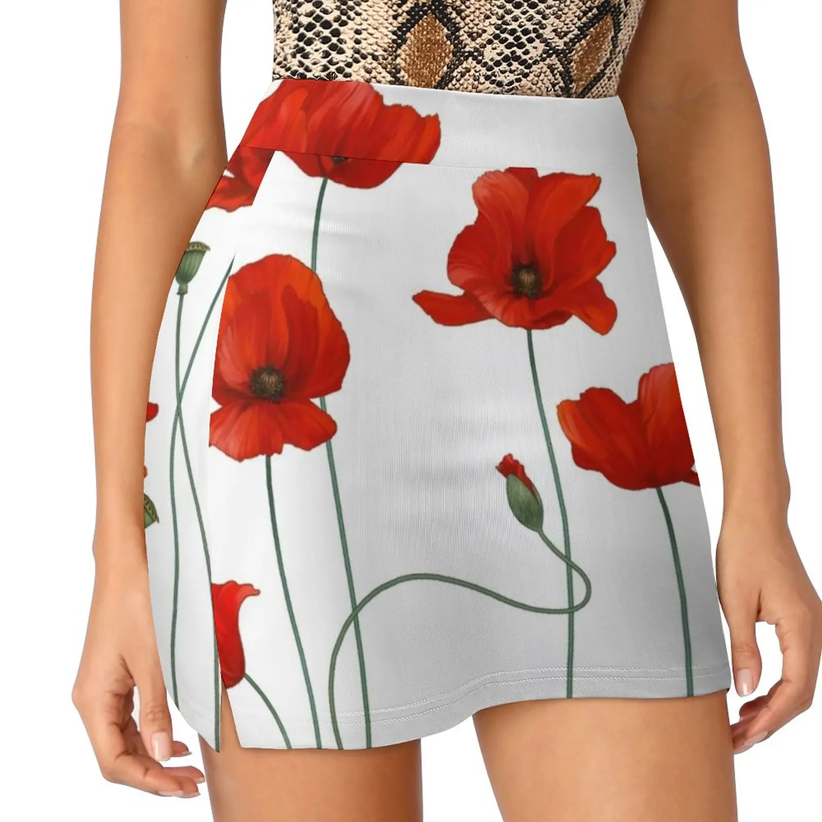 Poppy Stems. Skirts Woman Fashion 2022 Pant Skirt Mini Skirts Office Short Skirt Flowers Poppies Red Spring Flores Fleurs