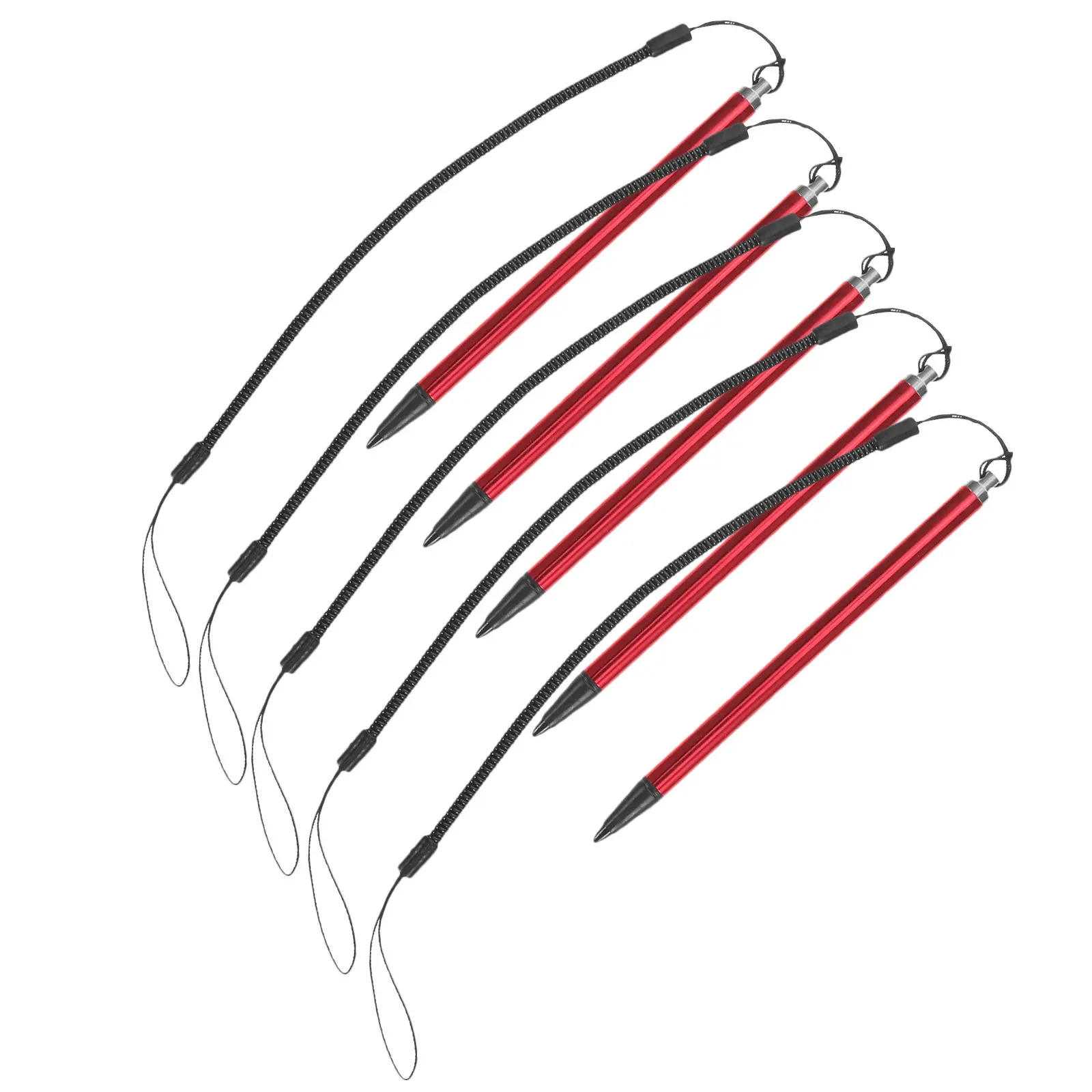 5Pcs Resistive Stylus Pen Red Fine Point High Accuracy Spring Coil Rope Touchscreen Pen Tablet Phone Plastic Stylus
