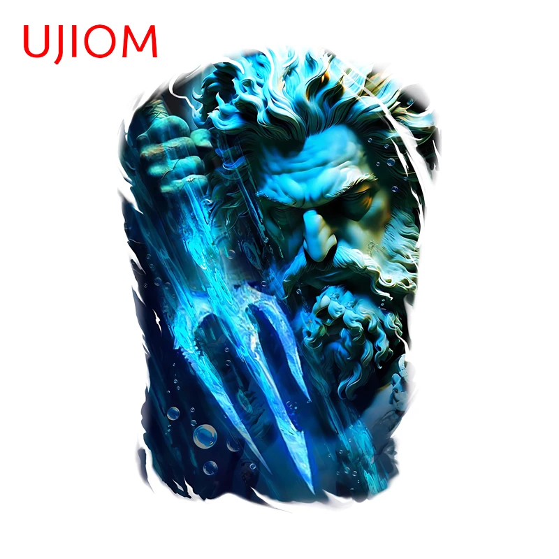 UJIOM Poseidon Tattoo Blue Wall Stickers Attrative Refrigerator Furniture Decals Waterproof Vinyl Kitchen Cupboard Decoration