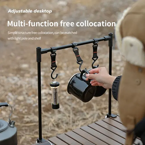Imagen 2 del producto Nueva estante para acampar, soporte para linterna IGT, vajilla para Picnic, estantes colgantes, soporte para perchas de luz de aleación de aluminio desmontable portátil