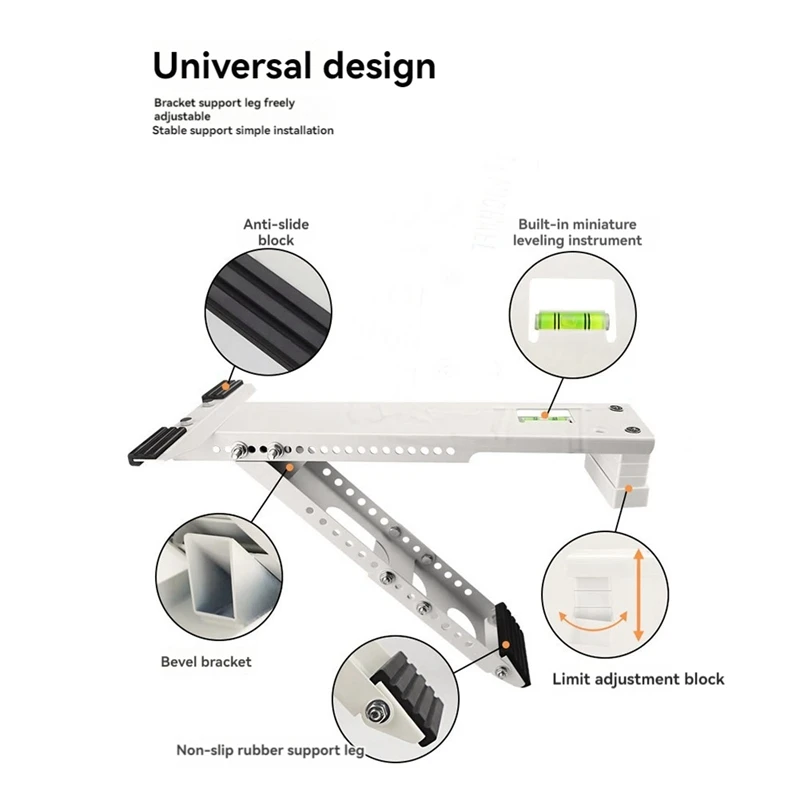 Window Air Conditioner Support Bracket,Adjustable Anti-Slip Shock-Absorbing Mat Window AC Safe Support Bracket Installs