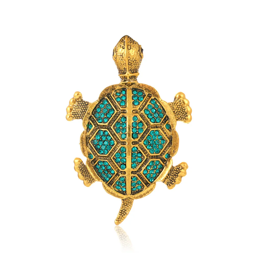 New Shiny Rhinestone Enamel Turtle Brooch Women\'s Animal Design Classic Unique Personality Little Turtle Pin Jewelry Gifts