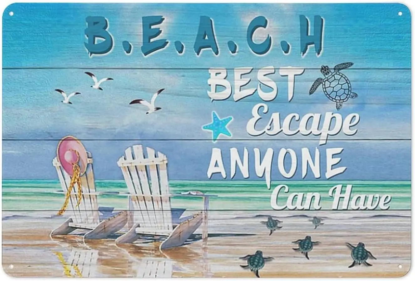 Rustic Vintage Metal Tin Sign Beach Best Escape Anyone Can Have Poster Wall Hanging Decor Birthday Housewarming Wedding The Nice
