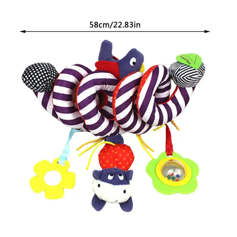 Spiral Plush Toy Car Seat Crib Baby Teething Pram Rattles Toy Spiral Hanging Baby Toy With Cute Cartoon Patterns Teether Plush