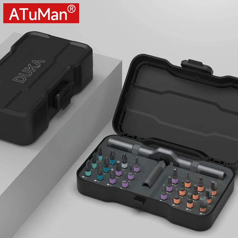 Duka-ratchet Chave de Fenda Conjunto com Case Precisão Magnética Chave de Fenda Bit Faça Você Mesmo Household Repair Tool Atuman 24 em 1