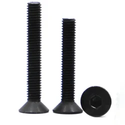 1-50pcs M2 M2.5 M3 M4 M5 M6 M8 M10 M12 Black Grade 10.9 Steel Hexagon Hex Socket Flat Head Countersunk Screw