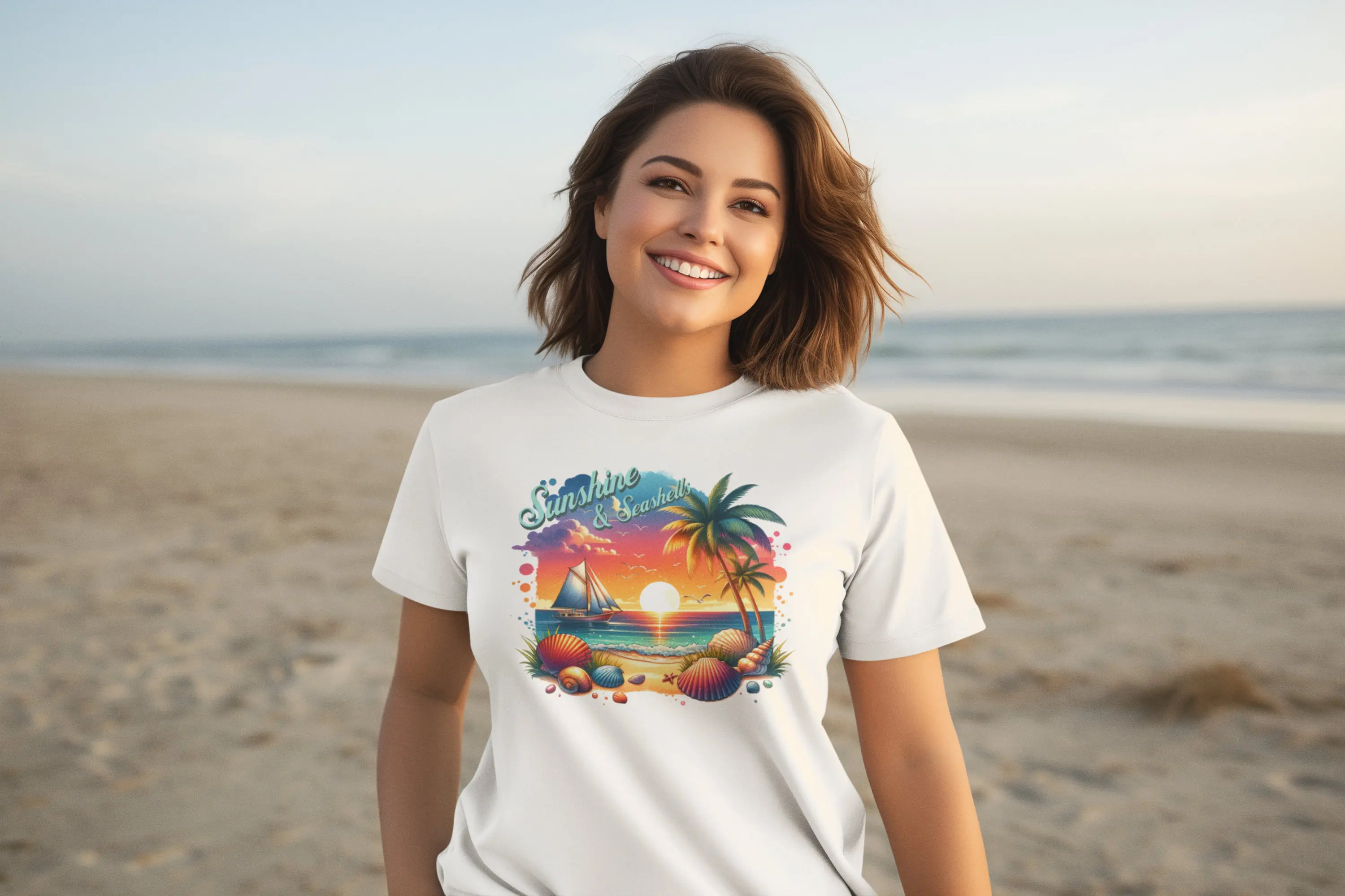 Sunshine and Seashells Jersey T Shirt beach vacation