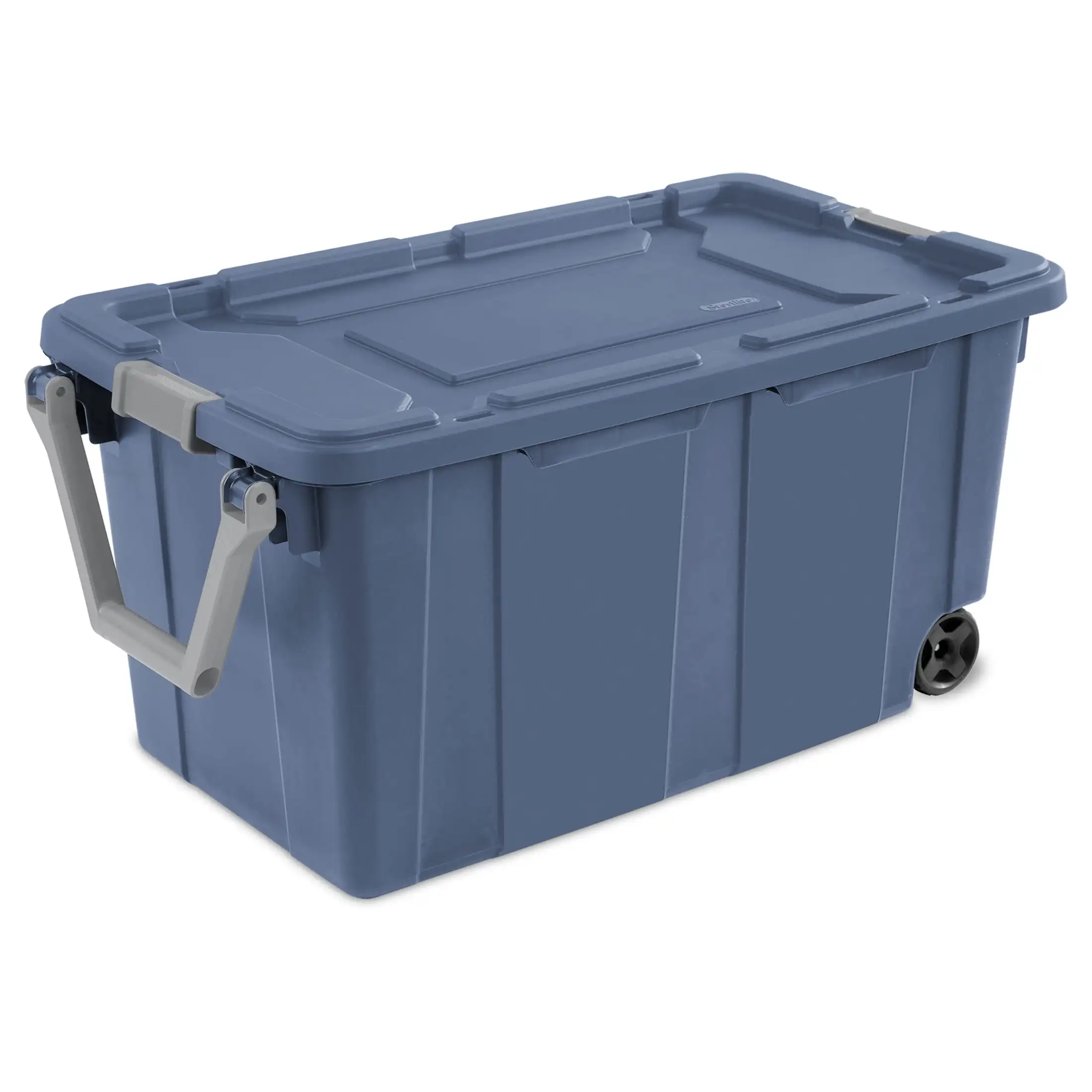 40 Gallon Wheeled Industrial Tote Plastic Adult, Blue Moonlight, Set of 2