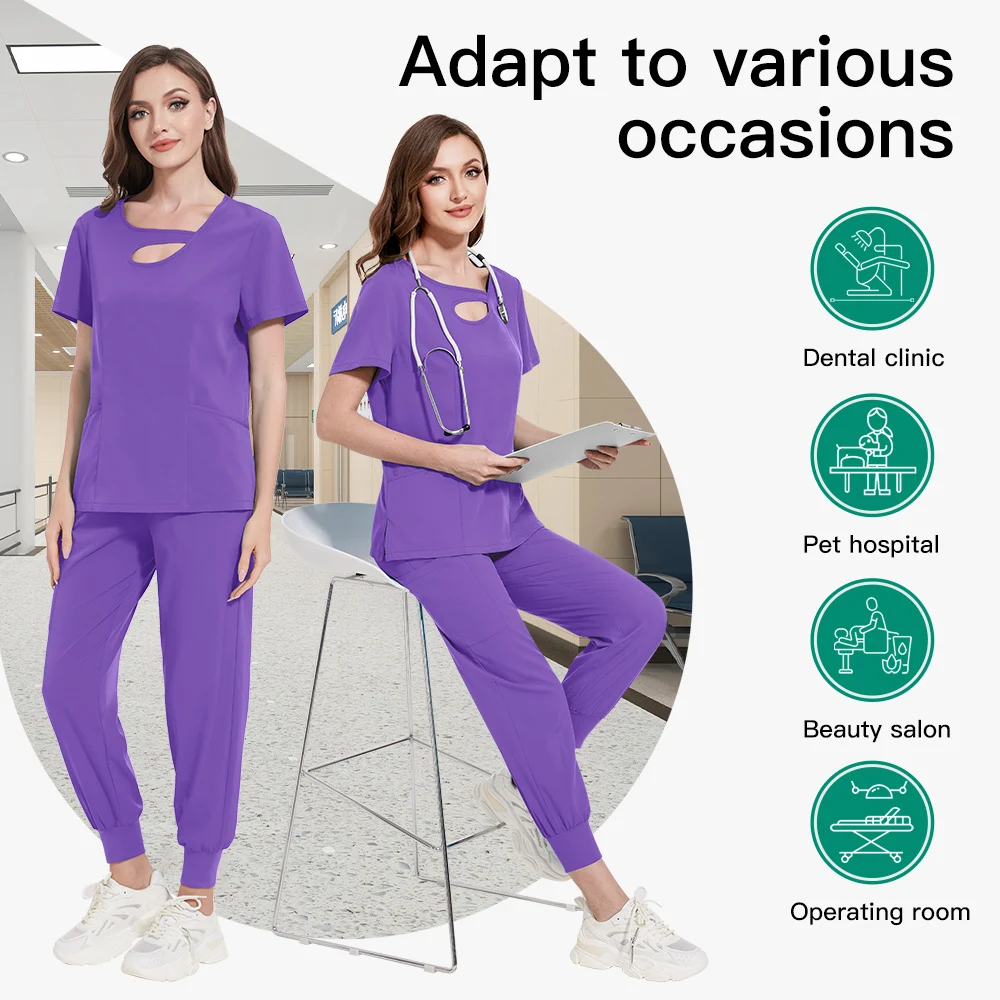 Uniforme da infermiera Sala operatoria Scrub Top Pantaloni Tute Clinica odontoiatrica Uniformi chirurgiche Dottore Scrub Abiti da lavoro Accessori per infermiere