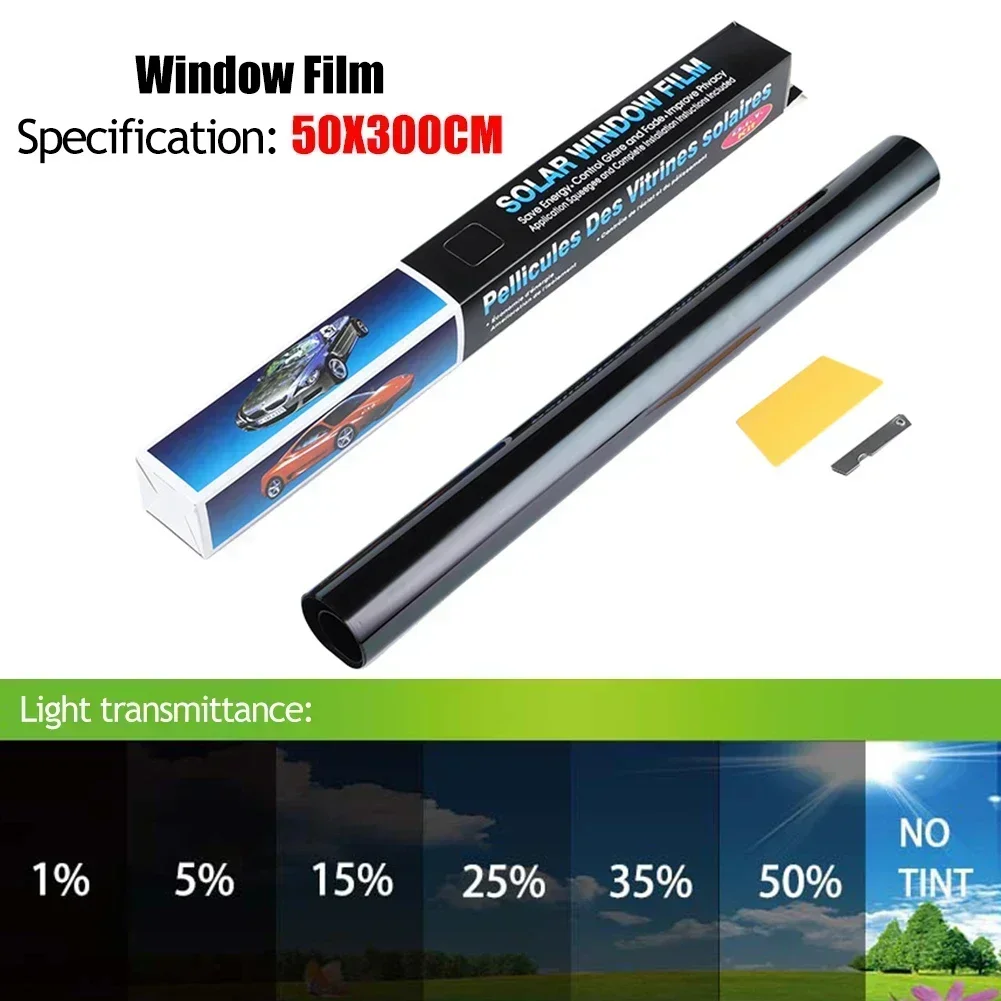 300cmx50cm Black Car Window Foils Tint Tinting Film Roll Car Auto Home Window Glass Summer Solar UV Protector Sticker Films USEF