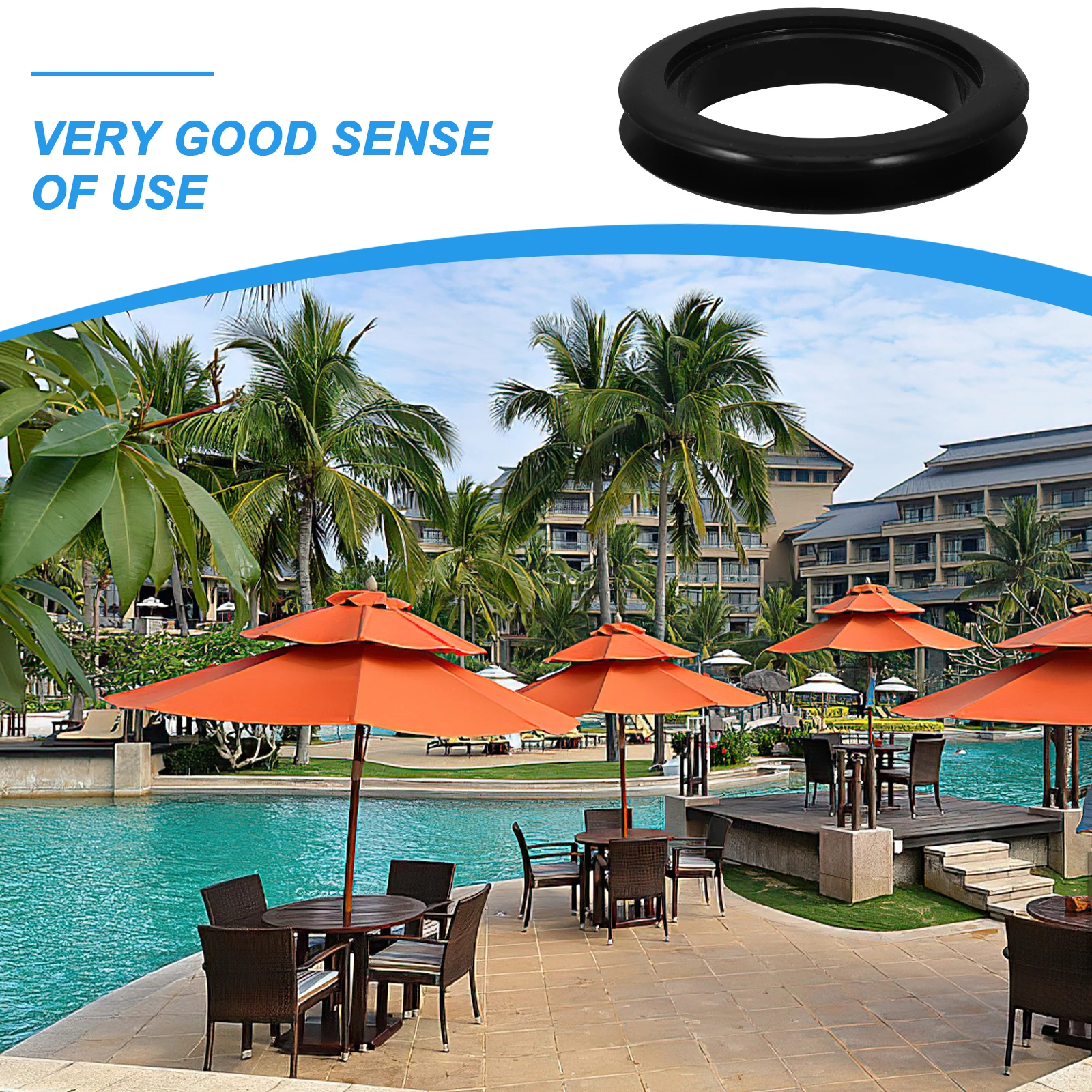 

4Pcs Silicone Table Umbrella Rings Practical Durable Outdoor Umbrella Hole Ring Patio Parasol Fixing Tool Sunshade Hole Rings