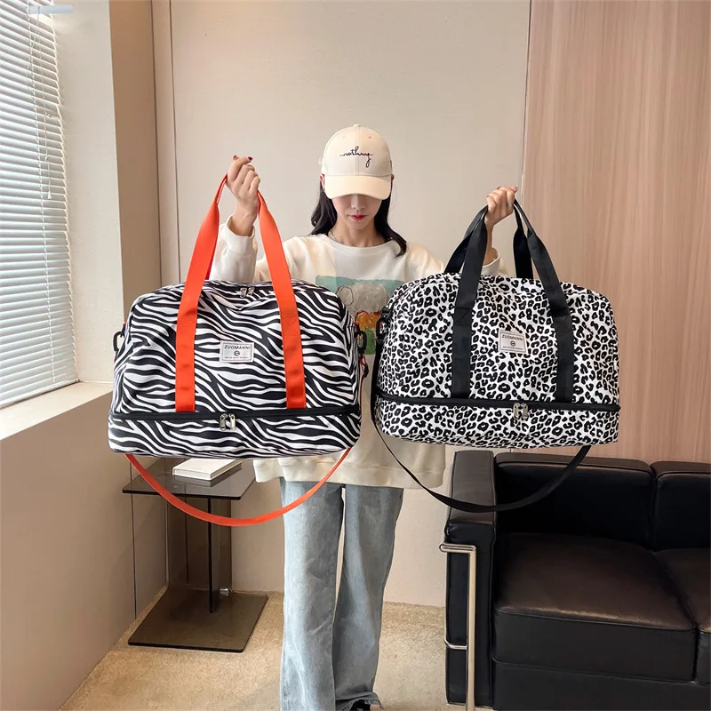 Fashion Waterproof Travel Bag Women\'s Handbag Leisure Fitness Dry Wet Separation Duffle Crossbody Bag Large Luggage Weekend Bag