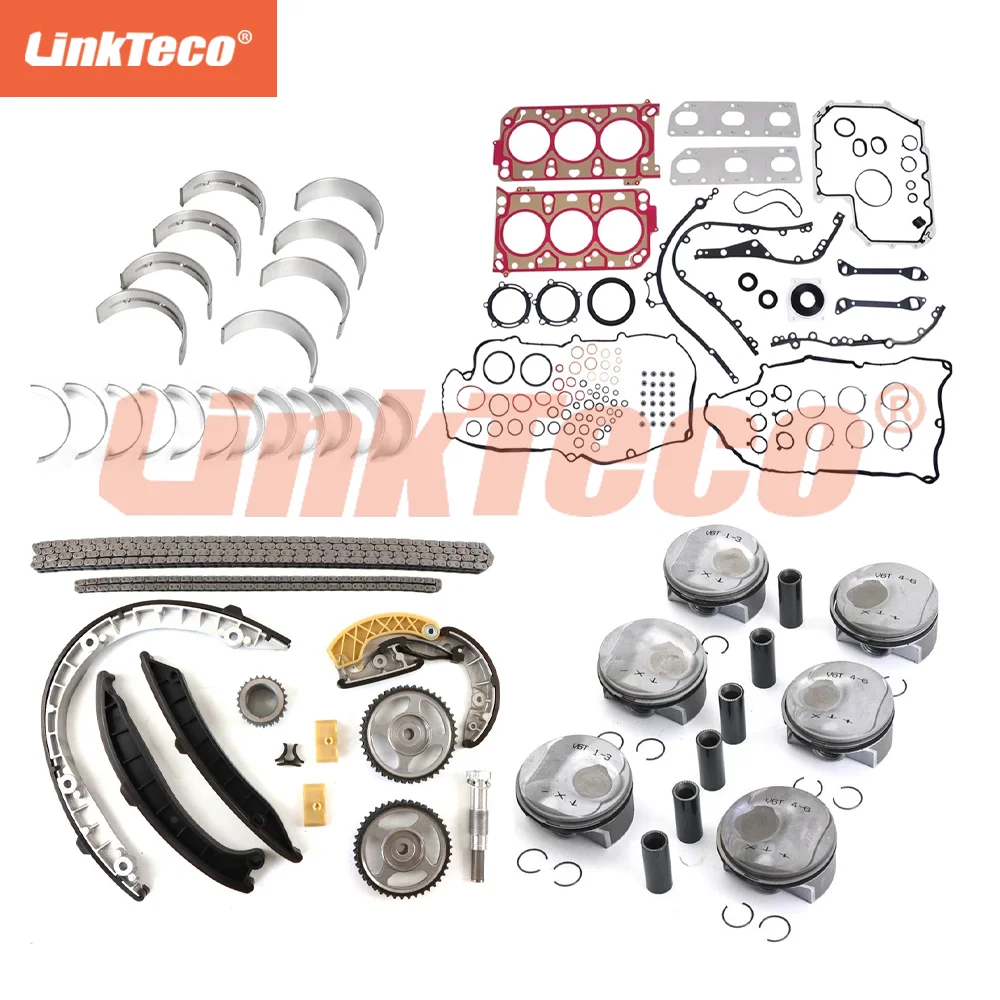 3.0T Engine Overhaul Rebuild Head Gasket Seals Piston&Ring Bearing Set Timing Chain Kit For Porsche Macan Panamera S V6 3.0L T