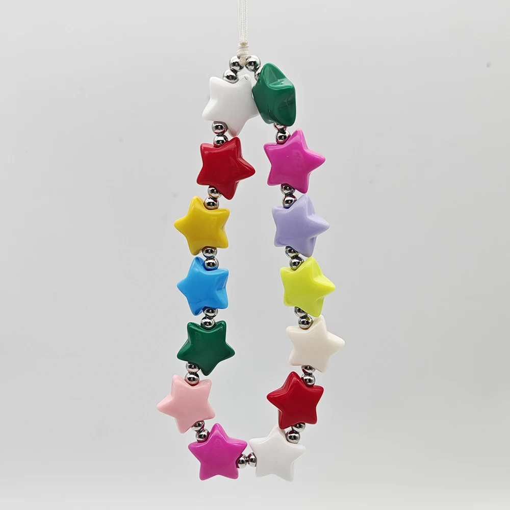 Colorful Star Bead Phone Strap Lanyard Cute Mini Size Y2K Pendant Key Chain Accessories For iPhone 14 Promax Schoolbag Ins Korea