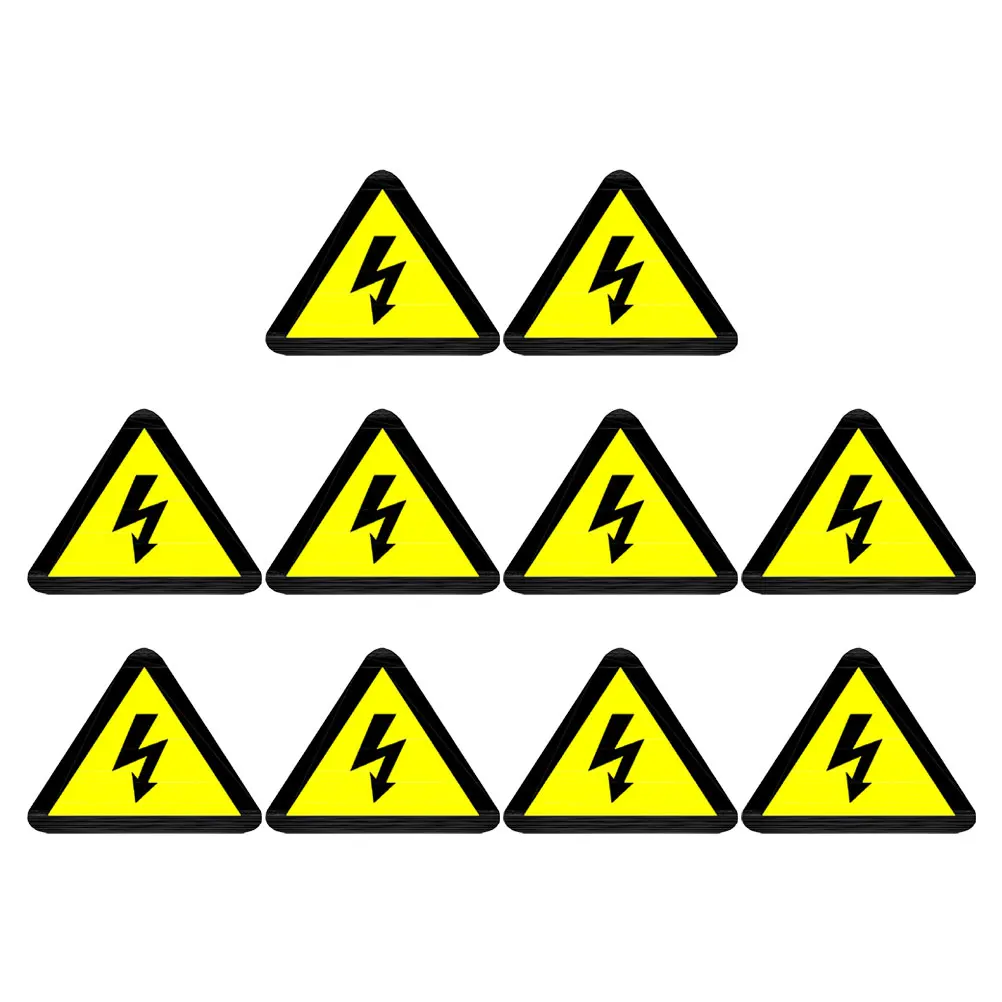 

10Pcs High Temperature Resistant Electric Shock Warning Stickers Yellow Triangle Signs for Electrical Panels Fence Safety Labels