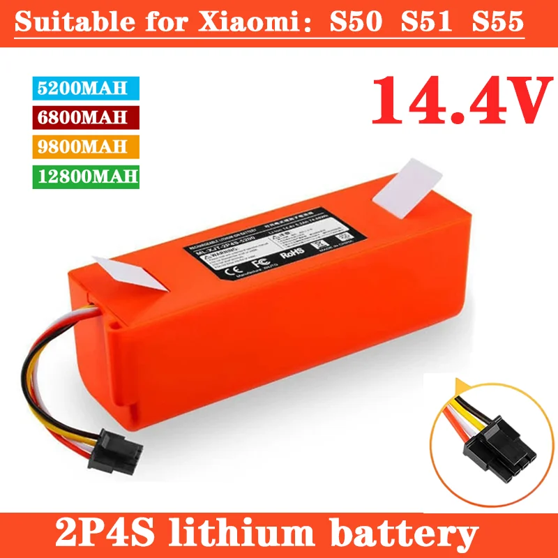 14.4V 6800mAh Original Li-ion Replacement Battery For Xiaomi Roborock S55 S60 S65 S50 S51 S5 MAX S6 Parts