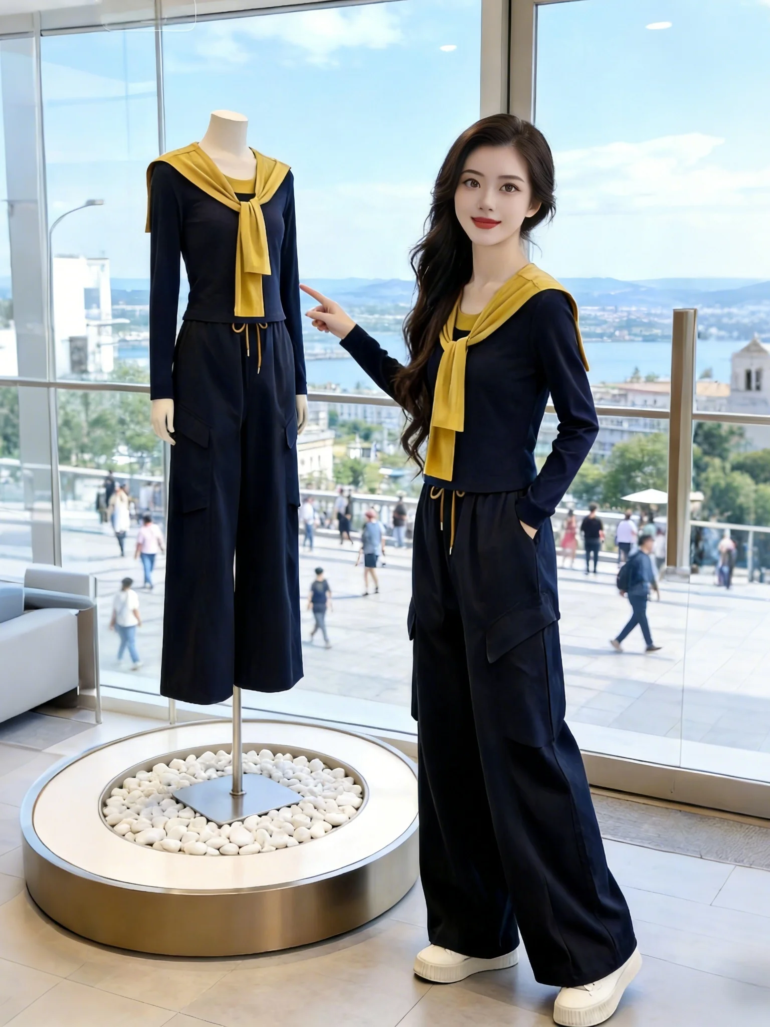 

Early Spring Fashionable Korean Style Women's Two-Piece Set Slimming Top Casual Pants Comfortable Long-Sleeve Hoodie