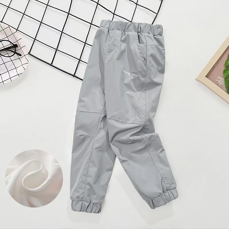 Wasserdichte Kinderhosen 4-14 Jahre Herbst Winter Jungen Mädchen Winddichte Hosen Elastischer Bund Mesh-Futter Lässige Outdoor-Kinderhosen – Detail 5