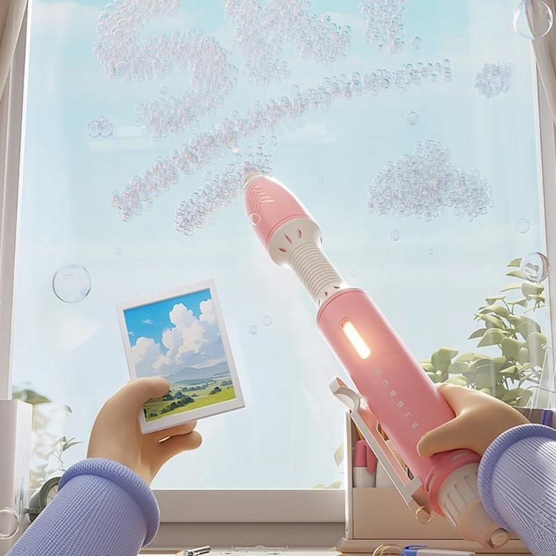 No-Blow Bubble Pattern Maker with One-Button Automatic Dispensing, Pen-Shaped Design, and Wipe-Clean Care Play A2UB