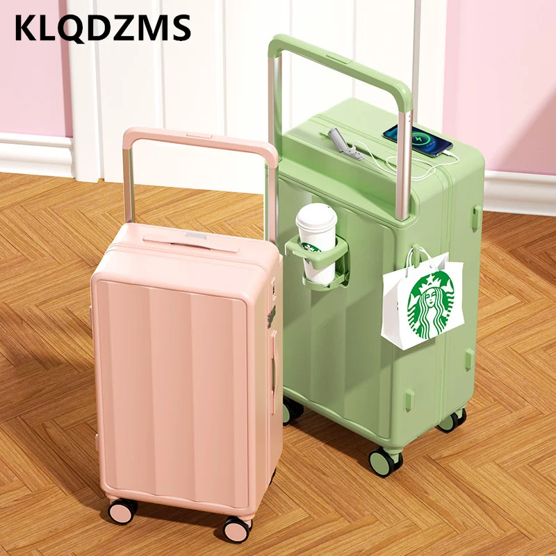 Klqdzms-学生用ボードボックス、USB充電トロリーケース、強力で耐久性のある持ち運び-旅行かばん、abs、pcスーツケース、20 "、24" 、26"