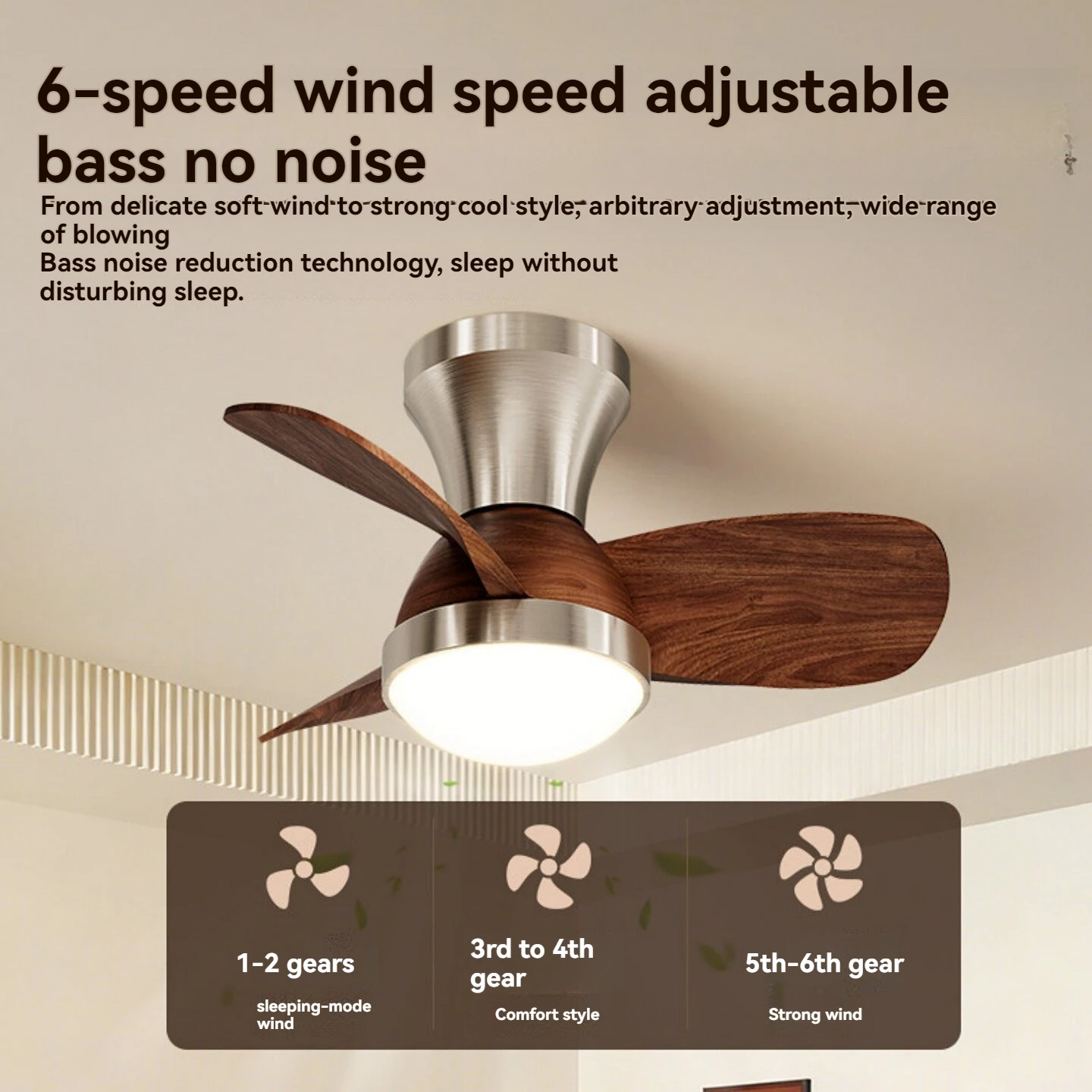 Bauhaus Style Ceiling Fan with Light,  Modern Minimalist Remote Control Reversible Fan Lamp for Living Room Bedroom Loft