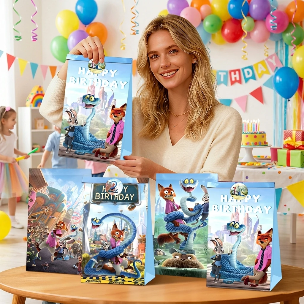 

Новое поступление, украшения для дня рождения на тему Зверополис, сувениры, подарочные пакеты, наклейки, роговые коробки для детей и взрослых