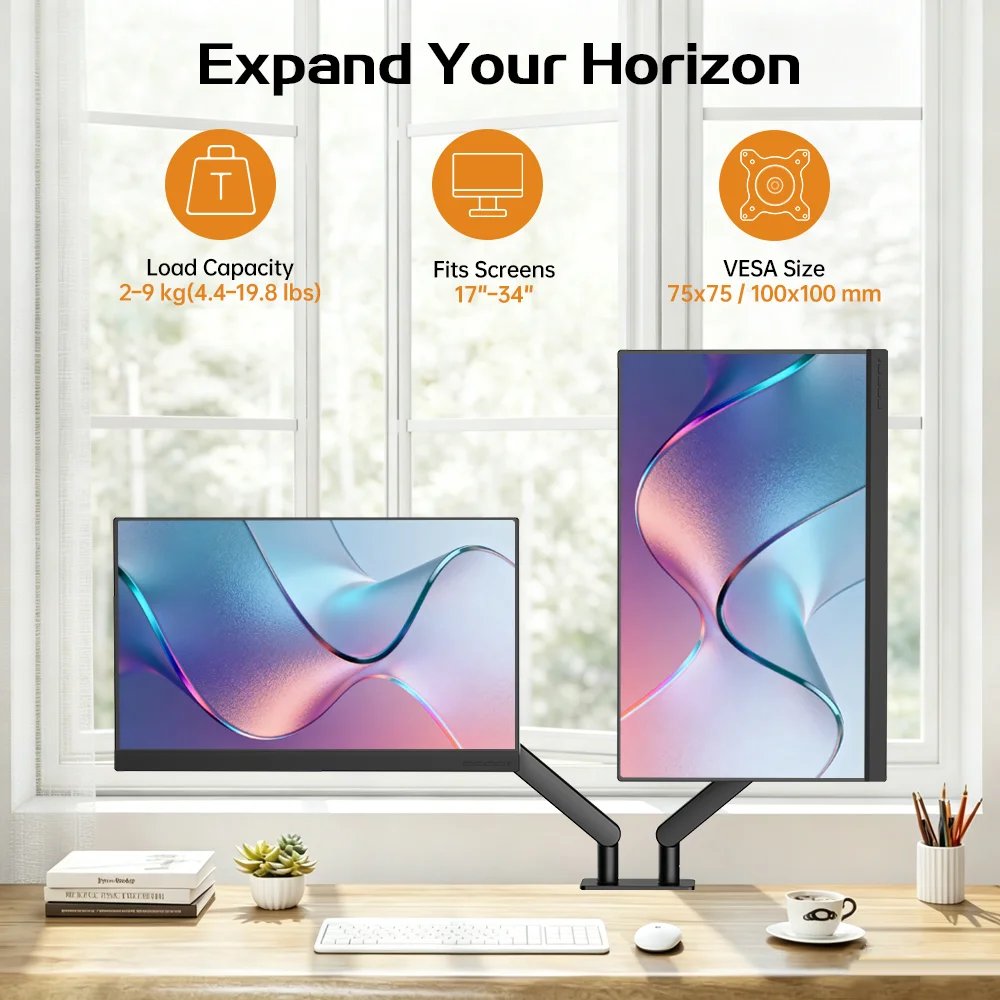 AOC AM420 Premium Aluminum Dual Arm Adjustable Monitor Mount  Universal Monitor Stand for 17–34 Inch Screen Load Capacity 2–9 kg