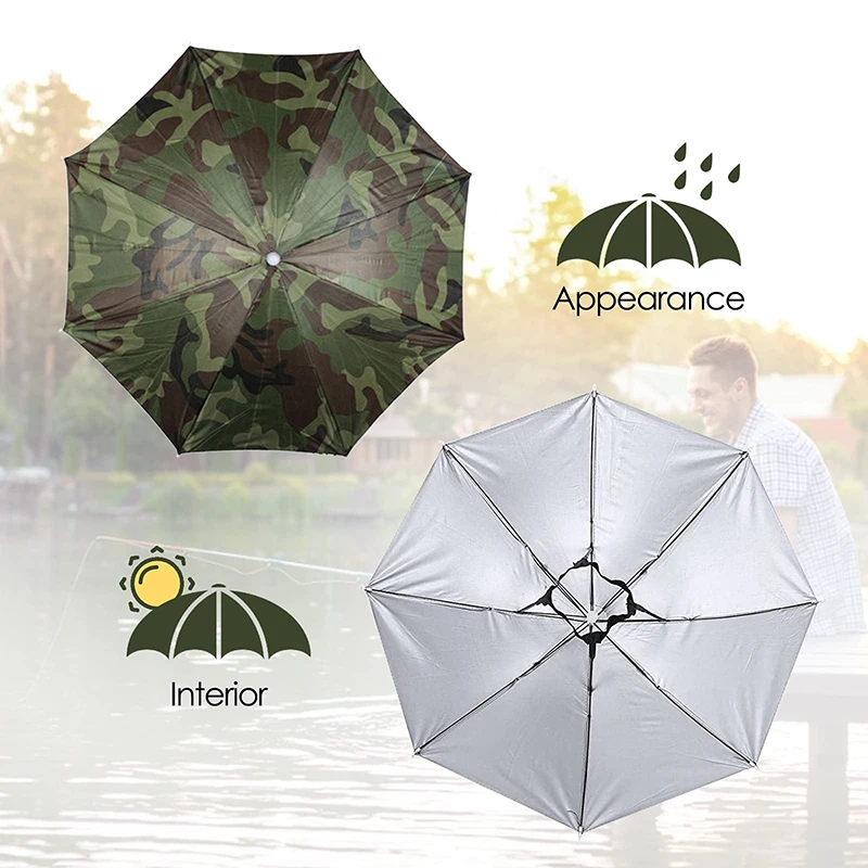 Rain Umbrella Hat Foldable Outdoor Fishing Sunshade Waterproof Camping Fishing Sun Cap Headwear Portable Head Hat With Umbrella