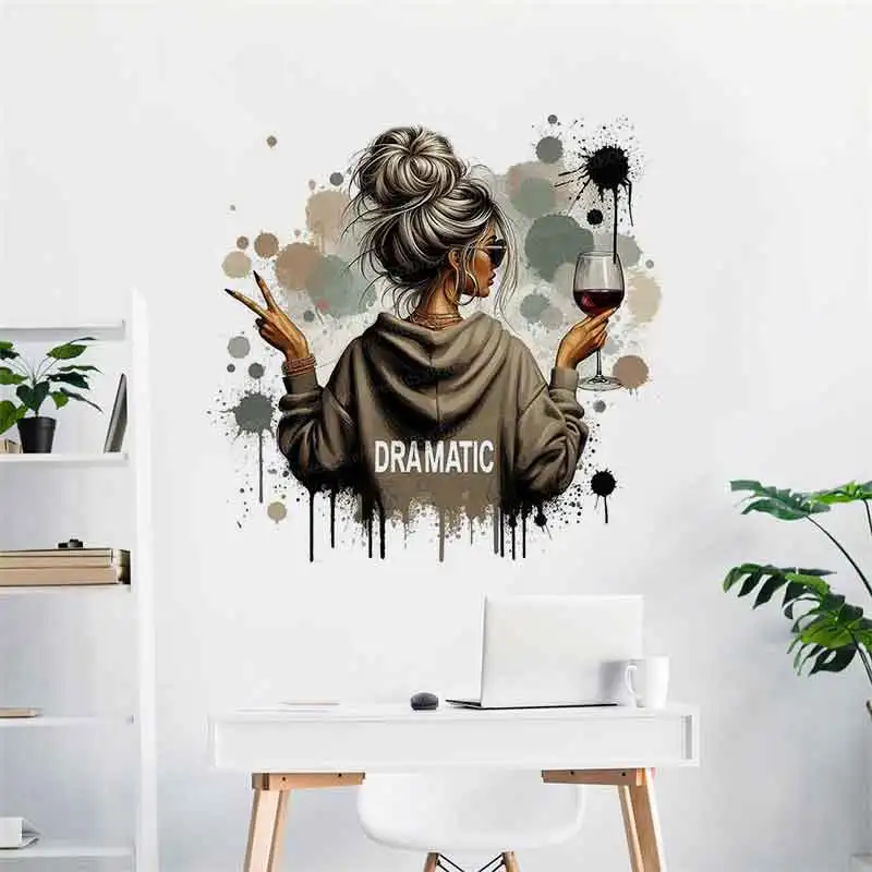 Retro Women's Dramatic Wall Stickers Fashion Living Room Bedroom Decor Wall Decals Artistic Home Decoration AA318
