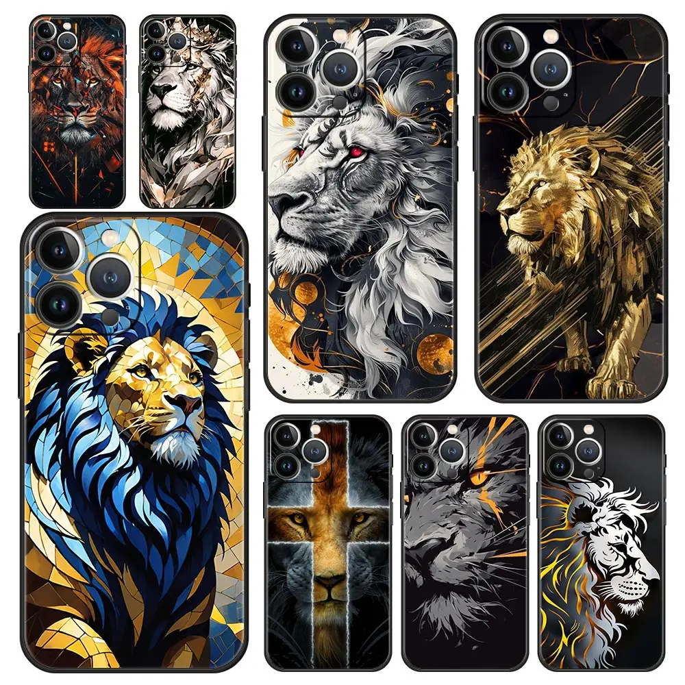 

Cross Pattern Bicolor Lion Phone Case Cover for iPhone 17 16 15 14 13 12 Pro Max 11 Pro Max 17 AIR Plus Shockproof Soft TPU Bags