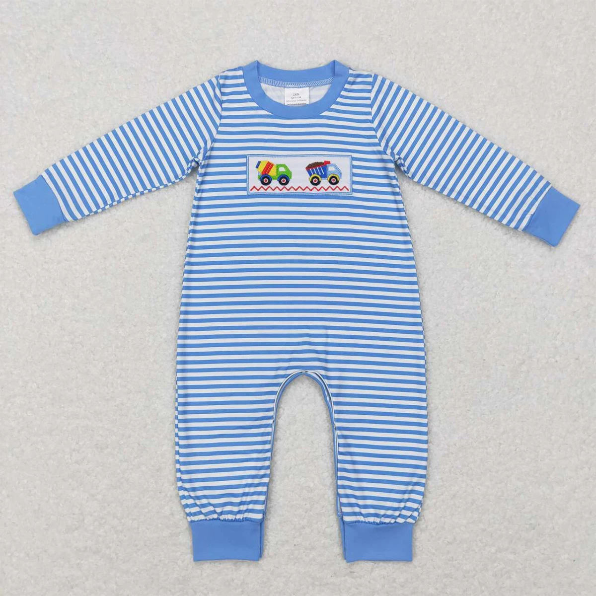 Wholesale Kids Children Newborn One Piece Toddler Baby Boy Romper Infant Long Sleeves Embroidery Tree Tractor Bubble Jumpsuit