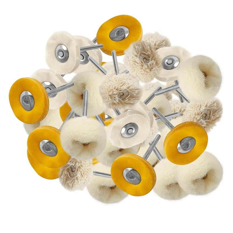 80Pcs Inch Cashmere Cotton Cloth Polishing Buffing Wheel Kit For Rotary Tools, 3Mm 1/8Inch Shank Small Polishing Wheel Parts