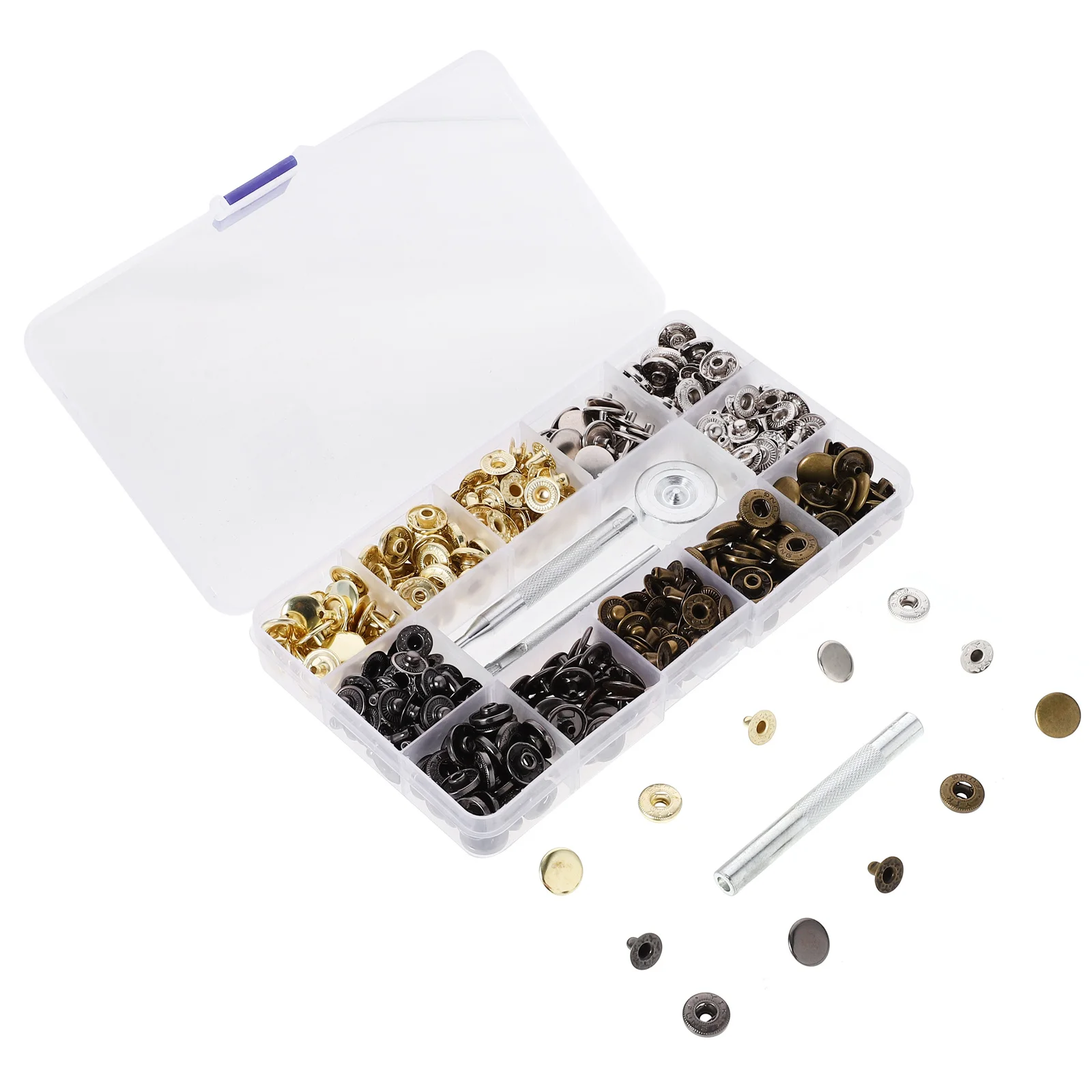 

No-Sew Iron Buttons Clothes Snaps Durable Metal DIY Crafts Decorations Round Assorted Snaps for Sewing Clothespress Studs