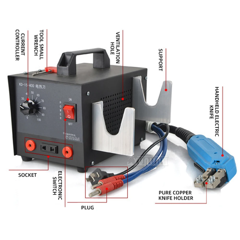 High-Power Electric Hot Knife – Heat Cutter for Foam / Rope / Webbing / EPE Foam / Sponge, Hot Melt Knife