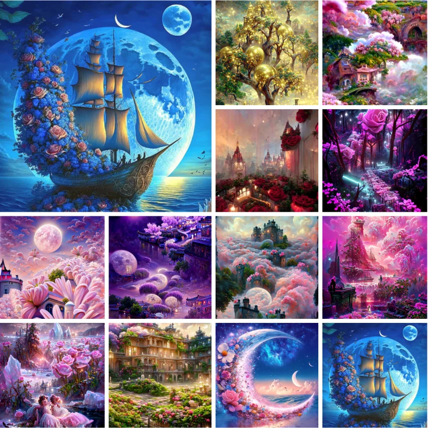 5D Diy Diamond Painting Fantasy Landscape Full Rhinestone Embroidery Mosaic Art Cross Stitch Kits Home Decor New Arrivals 2023