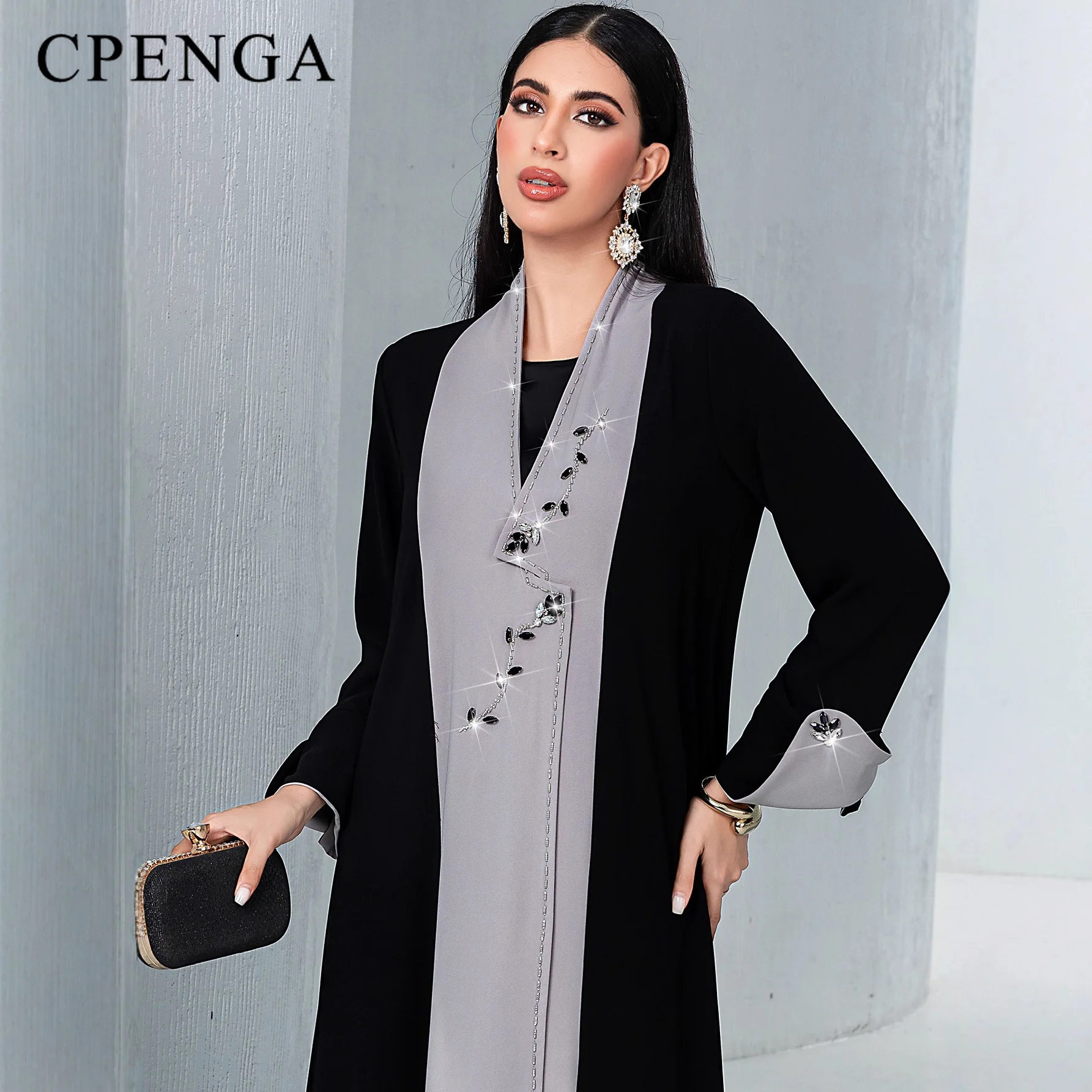 Ramadan Luxus Dubai Abaya Kleid für Muslimische Frauen Eid Nahöstliche Bescheidene Strickjacke Islam Urlaubsoutfit Türkei Jalabiya Robe