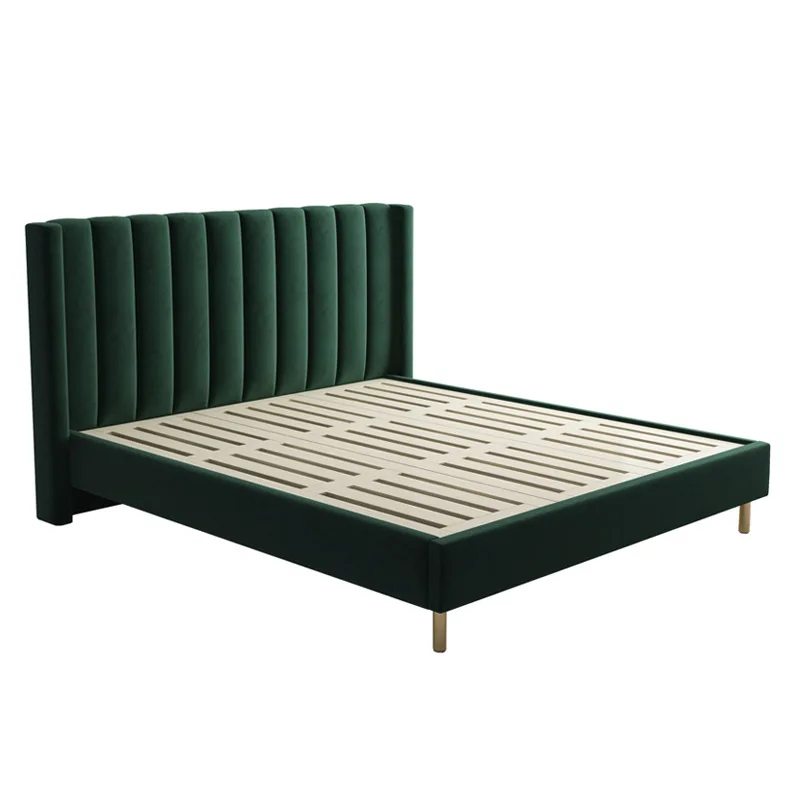 

ml-Nordic Simple Ins Bedroom Fabric Double Bed Technology Cloth Simple Modern Solid Wood Fabric Bed%