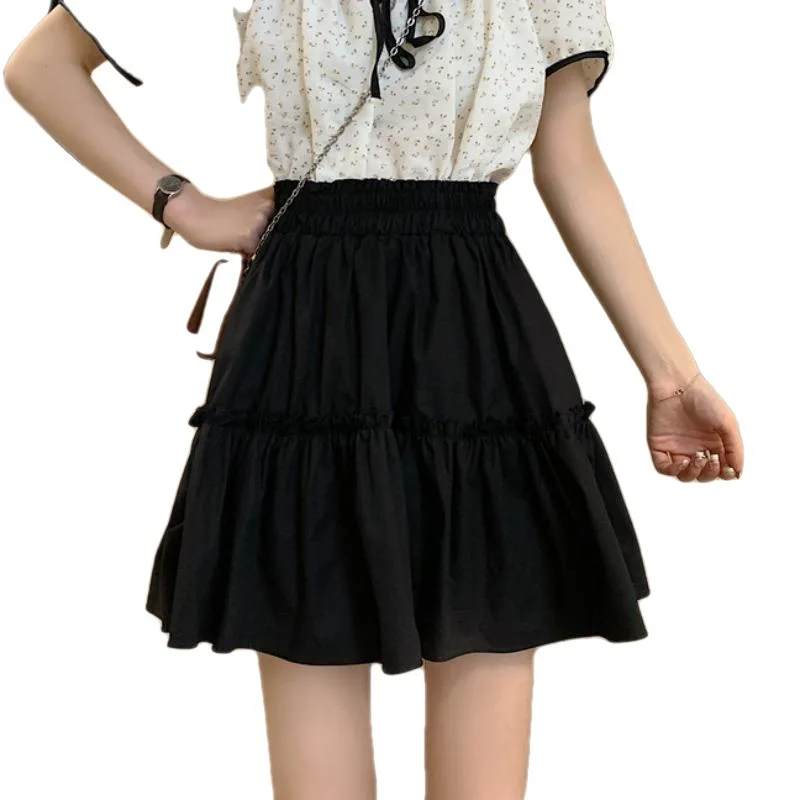 Summer White Mini Skirts Woman Clothing Korean Fashion Black A-LINE Harajuku Y2k Casual Patchwork Short Skirt for Women 2024