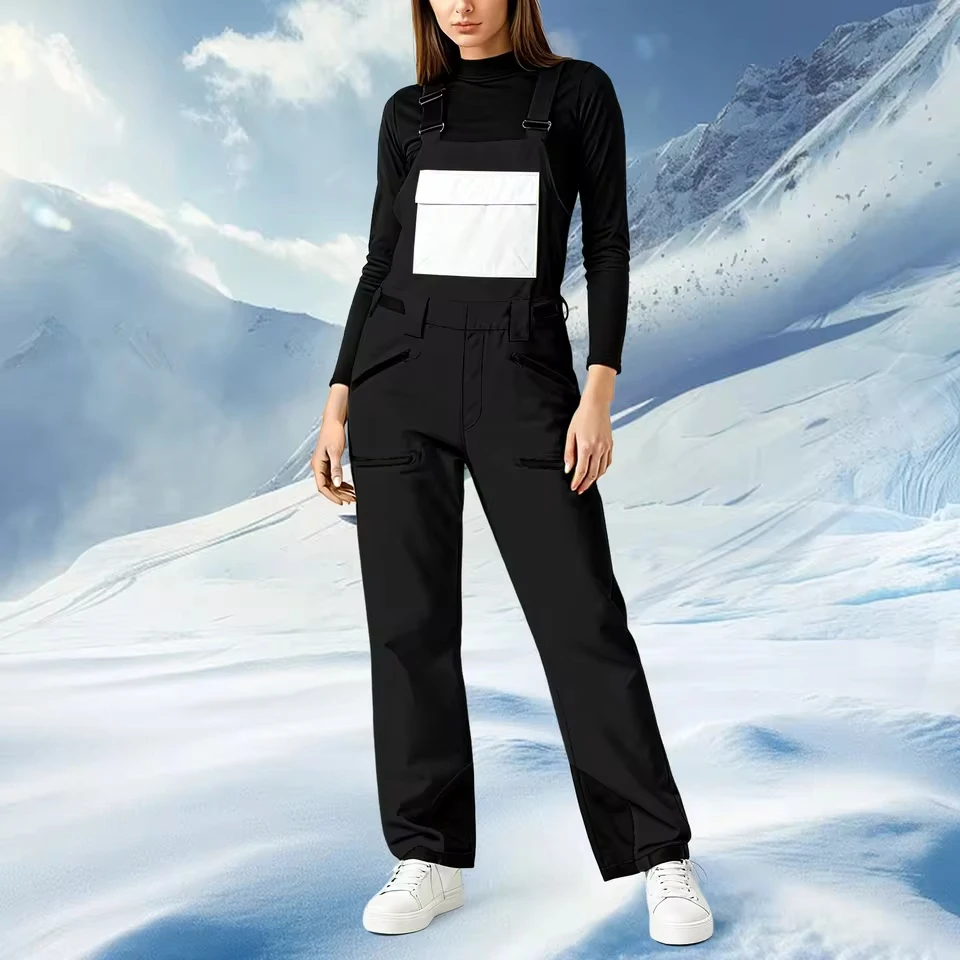 

Women Adjustable Shoulder Strap Snowsuit Insulated Ski Bib Overalls Sports Snowboarding Pant Jumpsuit Windproof Jumpsuits