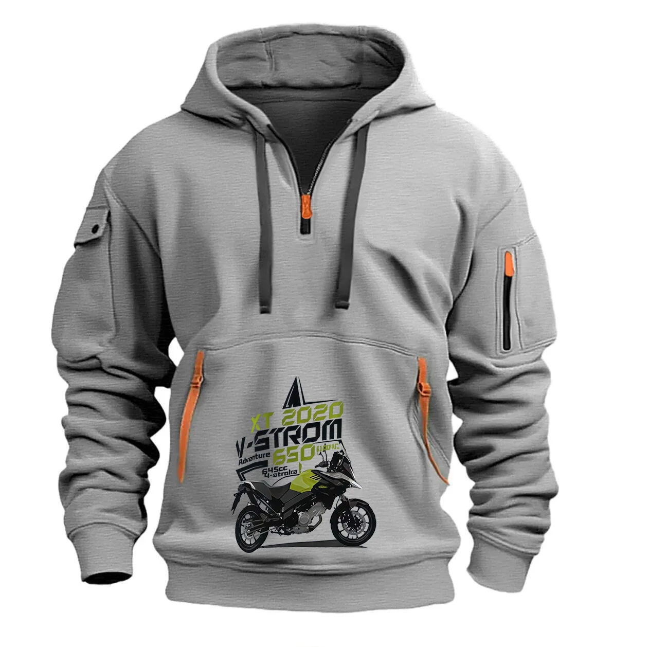 

Suzuki Men's Hoodie Sweatshirt, Autumn/Winter, Streetwear Outdoor, Casual Sports Motorcycle Enthusiast Printed Half-Zip Pullover